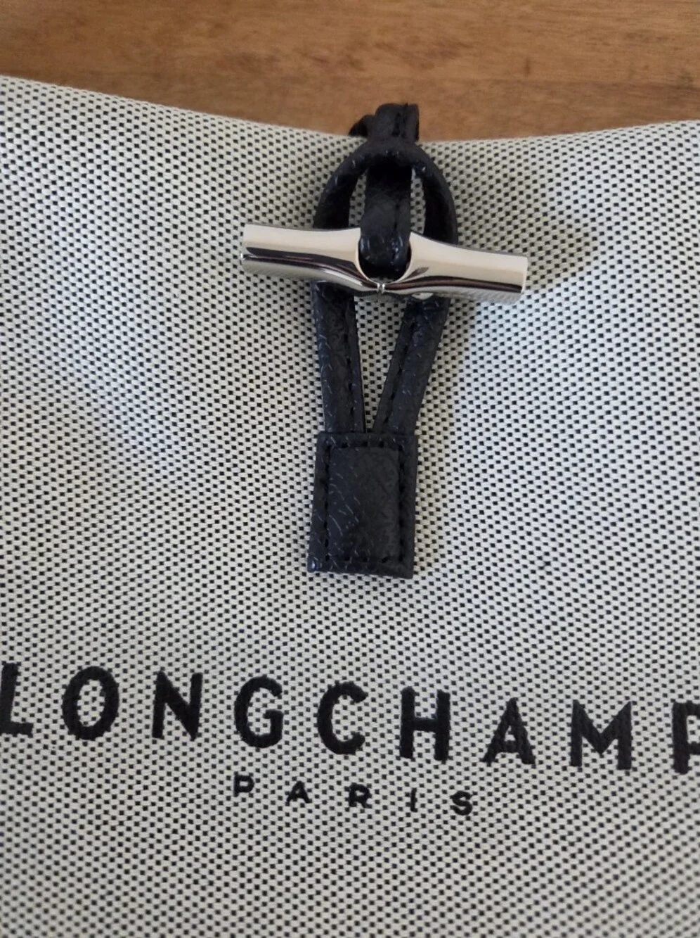 Longchamp White and Black Messenger Crossbody Bag